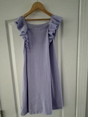 Lavender Ruffle Shoulder Knit Dress